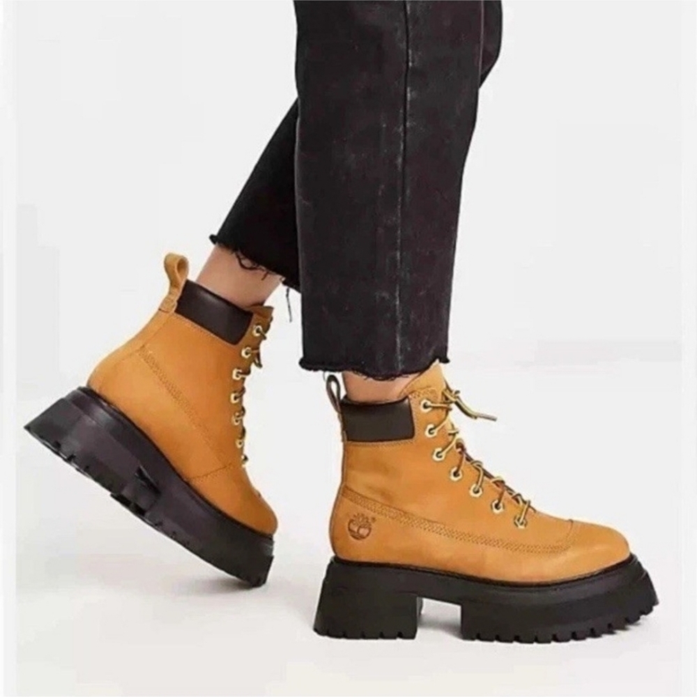 NEW!!! Timberland Sky 6-Inch Lace-Up Platform Boots Wheat‎ Nubuck SIZE 10 #1172